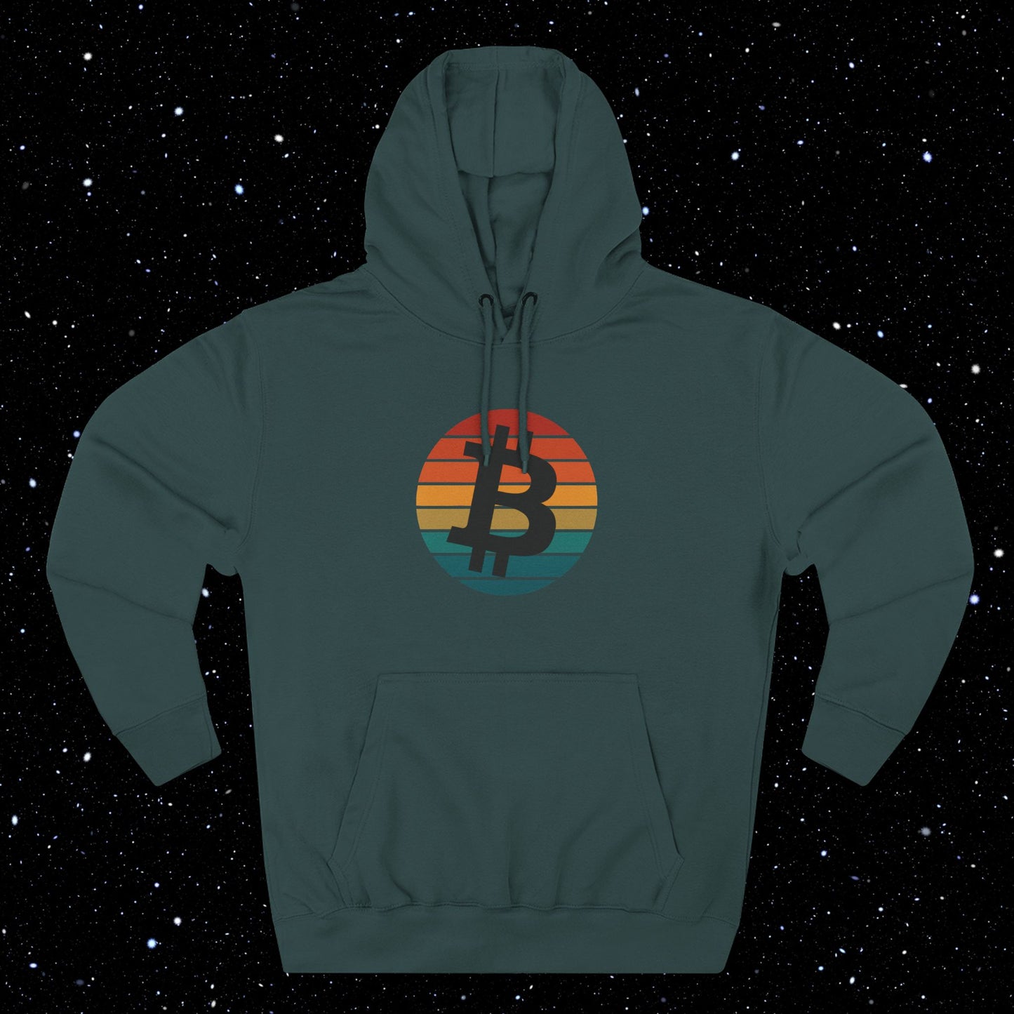 Bitcoin Retro Sunset Fleece Hoodie