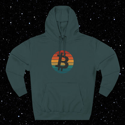 Bitcoin Retro Sunset Fleece Hoodie