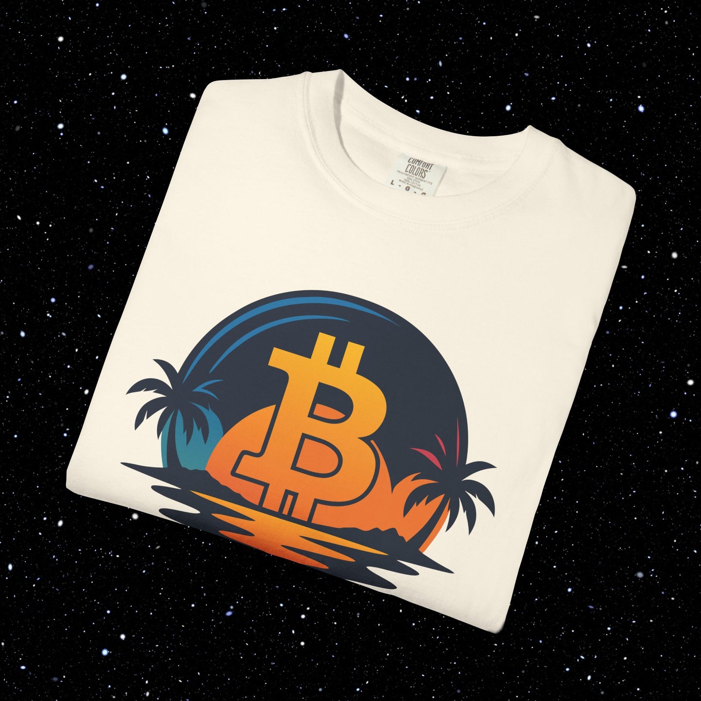 Bitcoin Sunset Beach Tee