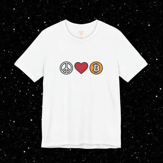 Peace Love & Bitcoin Tee Shirt