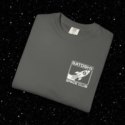 Satoshi Space Club Logo Back Print Bitcoin Tee Shirt