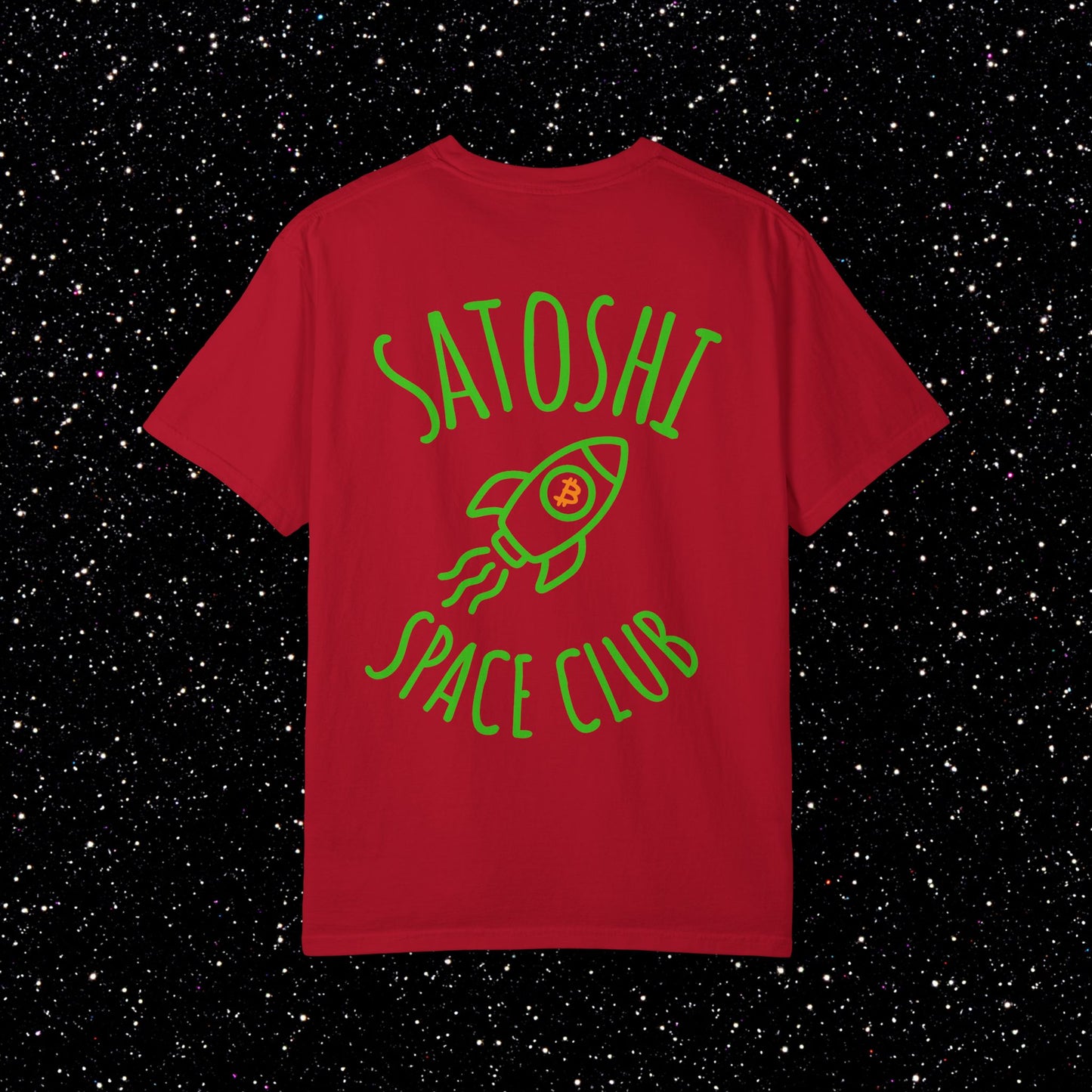 Satoshi Space Club Rocket Line Art Backprint Tee