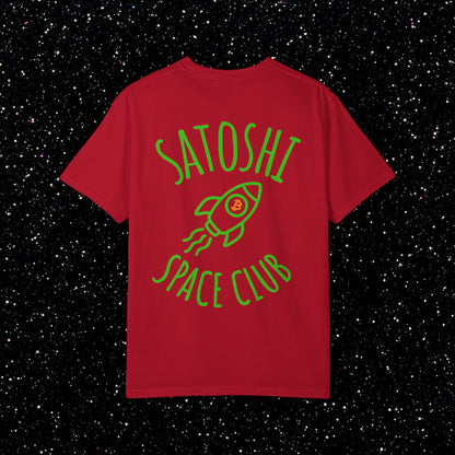 Satoshi Space Club Rocket Line Art Backprint Tee