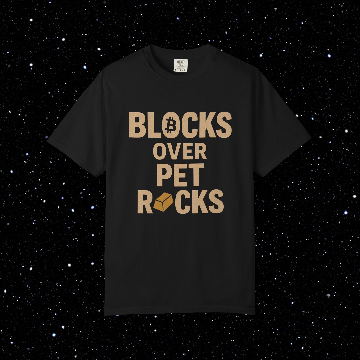 Blocks Over Pet Rocks Bitcoin Tee