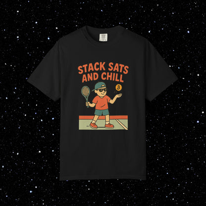 Stack Sats and Chill Bitcoin Tennis Tee