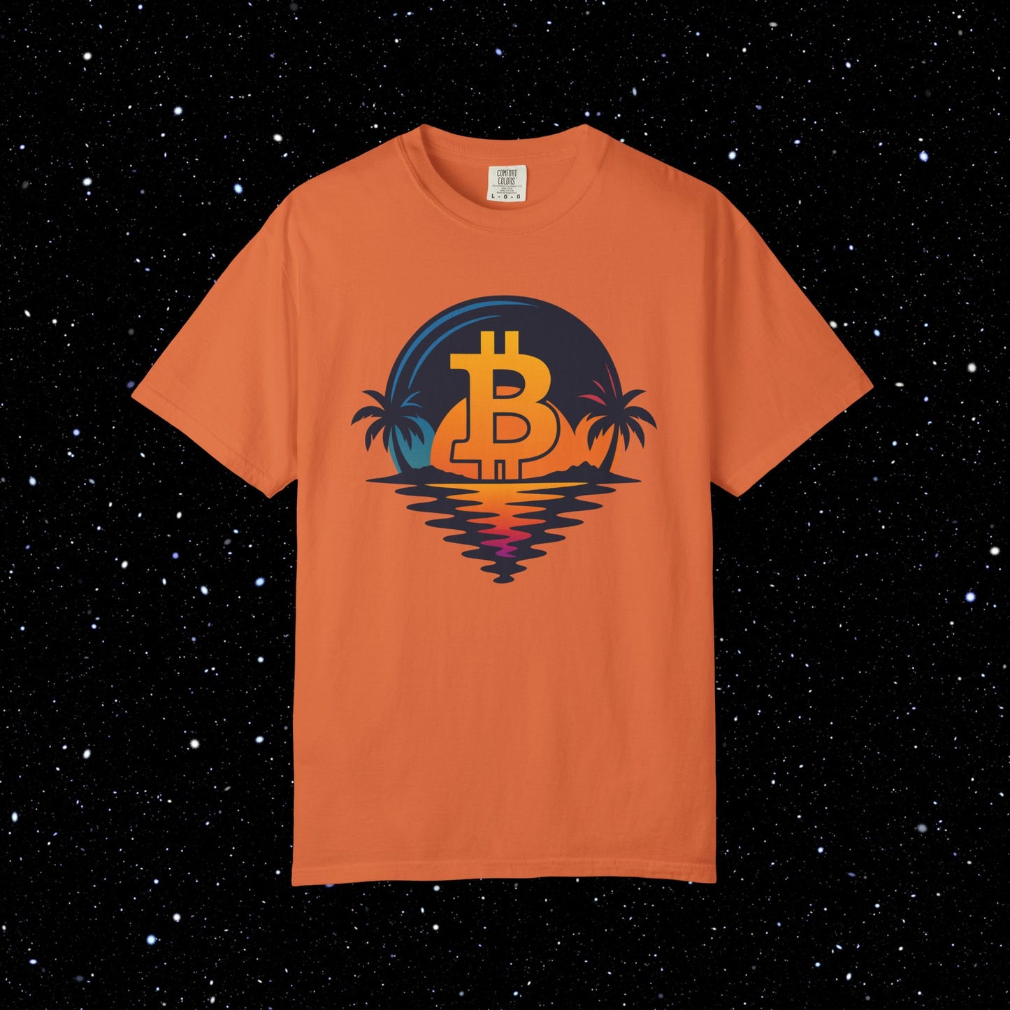 Bitcoin Sunset Beach Tee