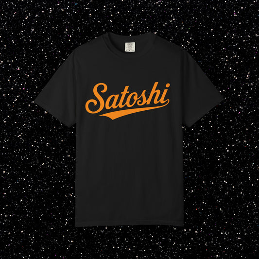 Satoshi Baseball Script Tee