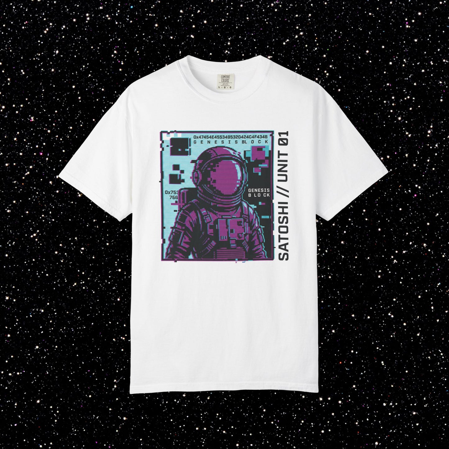 Genesis Block Astronaut T-Shirt | Satoshi Unit 01 Bitcoin Tee