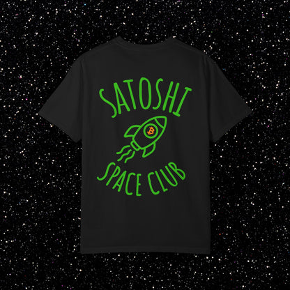 Satoshi Space Club Rocket Line Art Backprint Tee