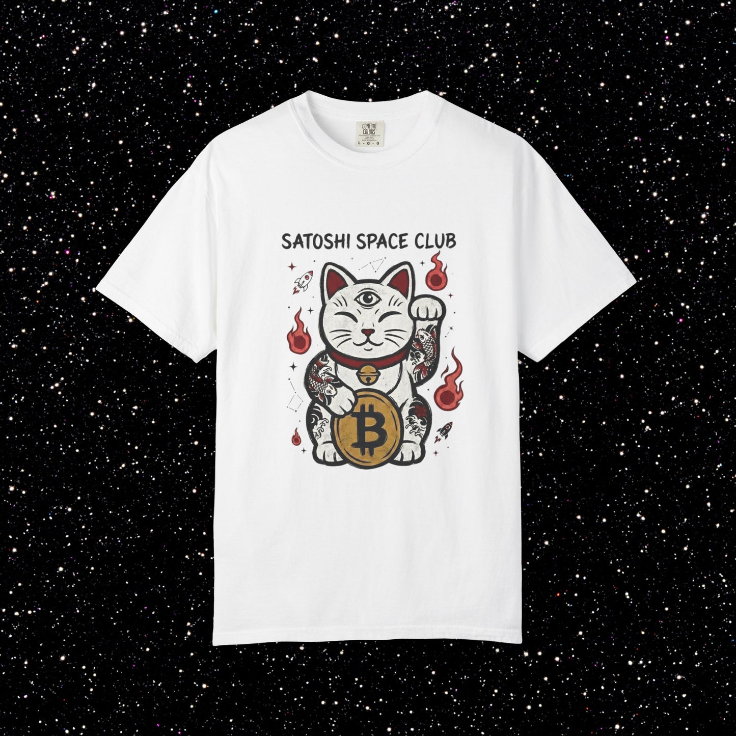 Bitcoin Lucky Cat T-Shirt | Satoshi Space Club Maneki Neko Tee