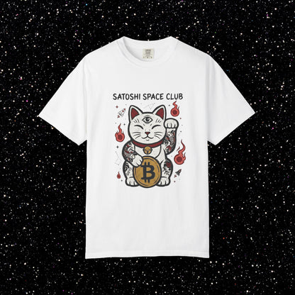 Bitcoin Lucky Cat T-Shirt | Satoshi Space Club Maneki Neko Tee