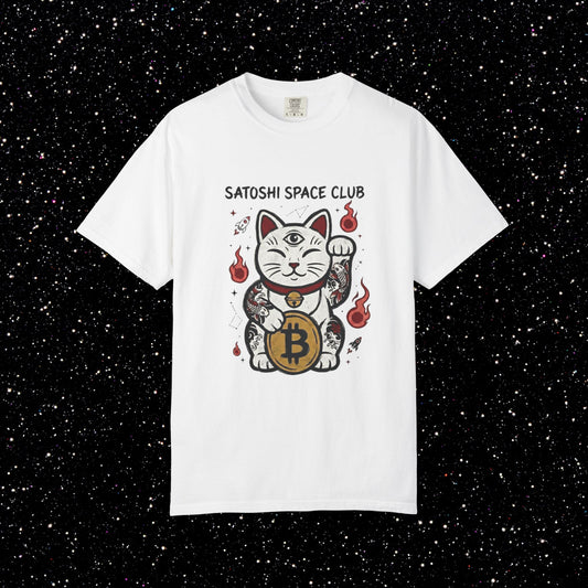 Bitcoin Lucky Cat T-Shirt | Satoshi Space Club Maneki Neko Tee