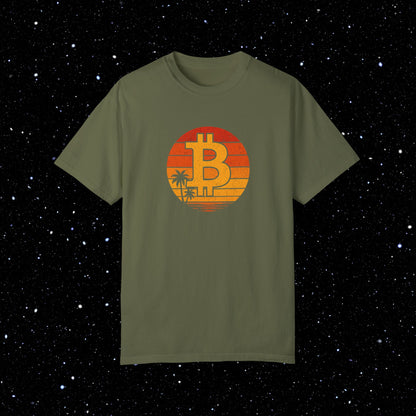Bitcoin Retro Sunset Comfort Colors Tee Shirt