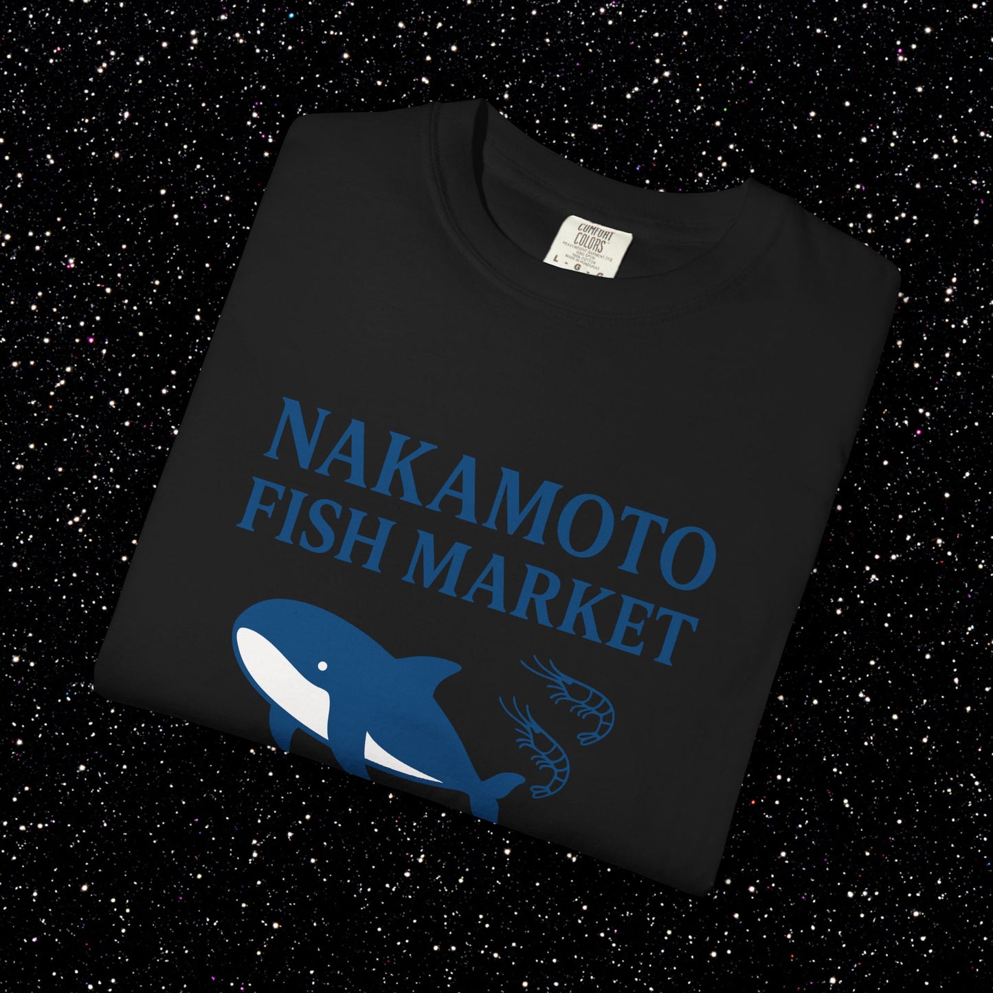 Nakamoto Fish Market T-Shirt – Onchain District Whale Tee (サトシ)