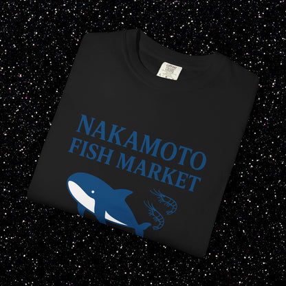 Nakamoto Fish Market T-Shirt – Onchain District Whale Tee (サトシ)