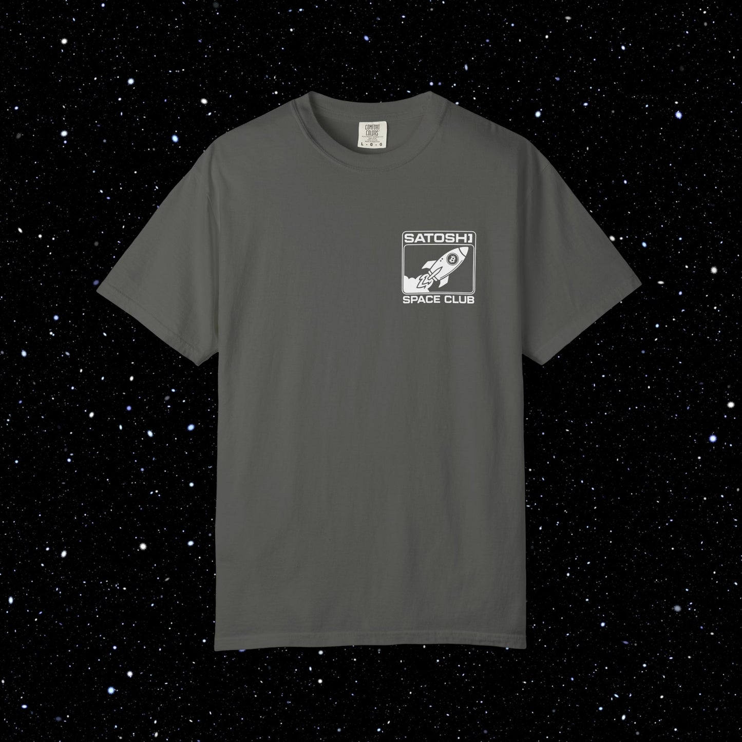 Satoshi Space Club Logo Back Print Bitcoin Tee Shirt