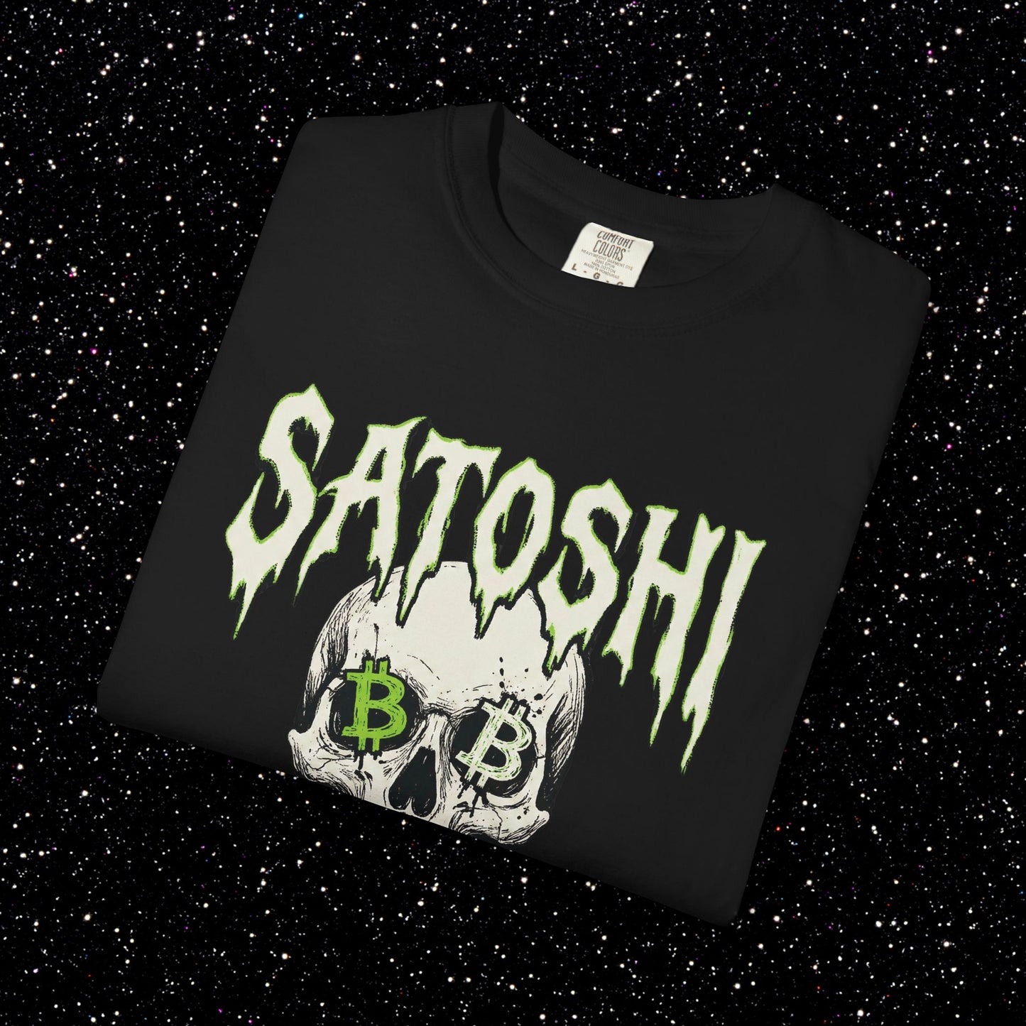Satoshi Skull T‑Shirt – Gothic Crypto Bitcoin Graphic Tee