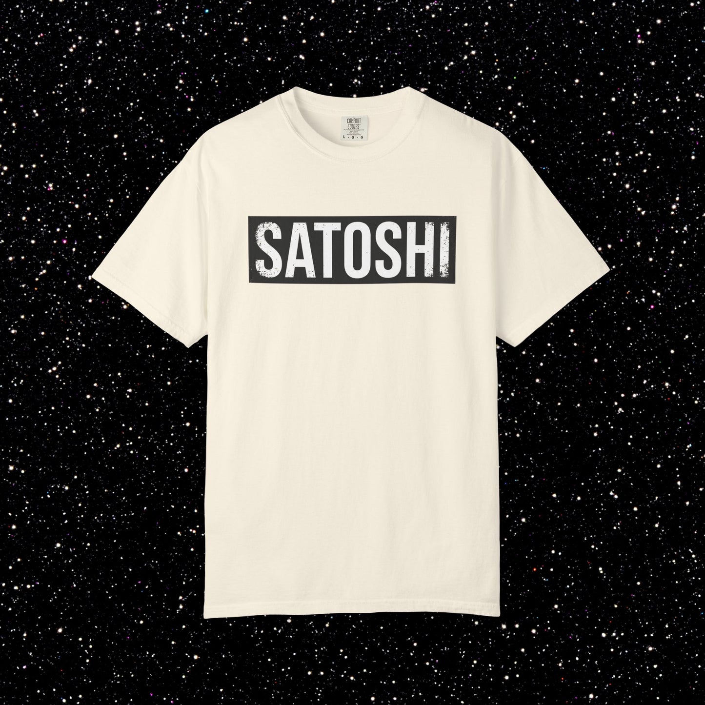 Satoshi Minimalist T-Shirt | Bitcoin Nameplate Black Tee