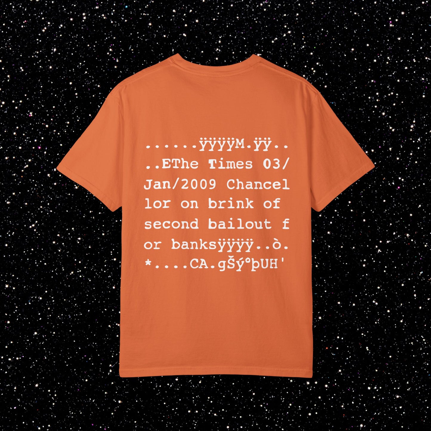 Genesis Block Glitch Backprint Bitcoin Tee