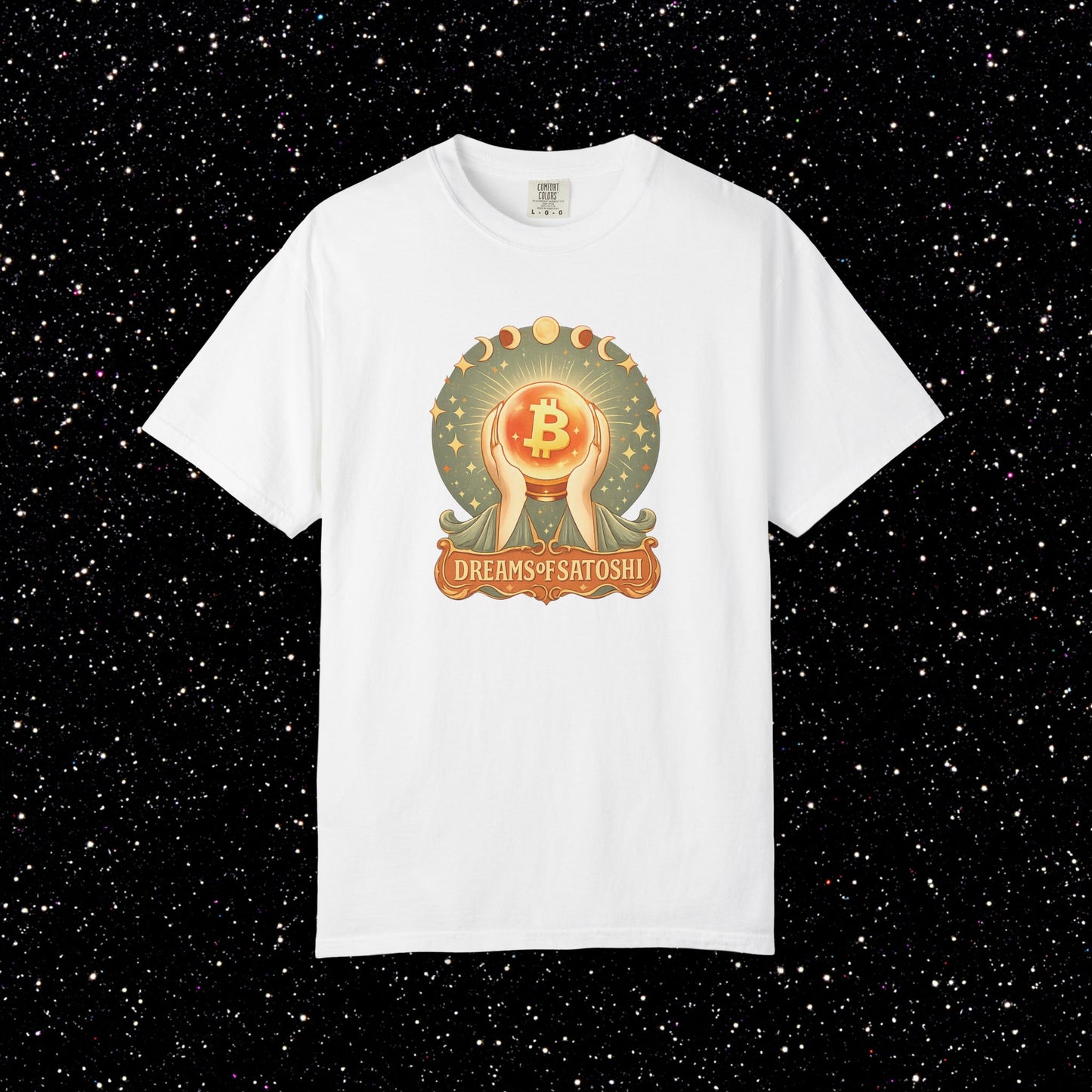 Dreams of Satoshi T-Shirt | Mystical Bitcoin Art Nouveau Boho Crypto Tee
