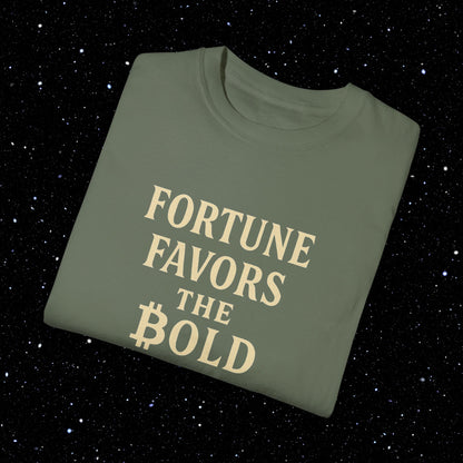 Fortune Favors the Bold - Bitcoin Typography Tee Shirt