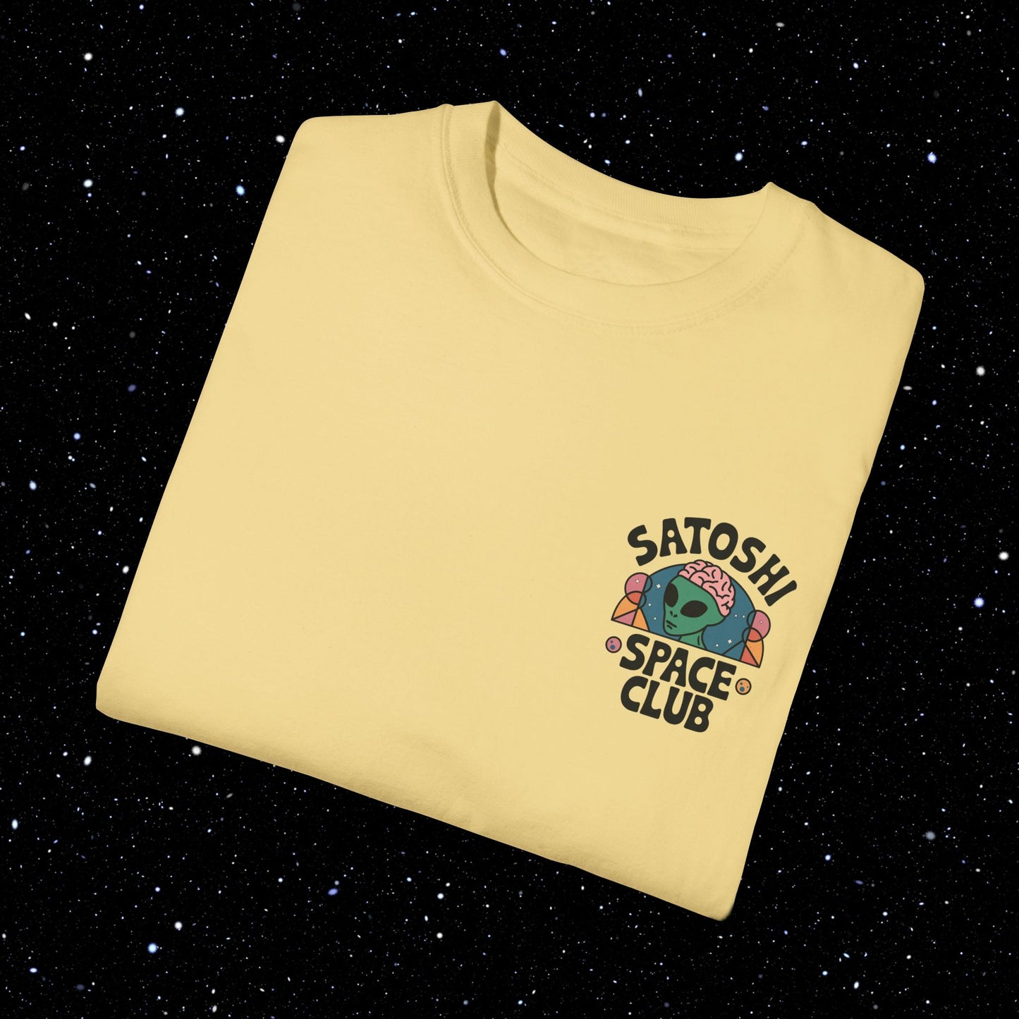 Satoshi Space Club - Alien Brain Back Print Comfort Colors Tee