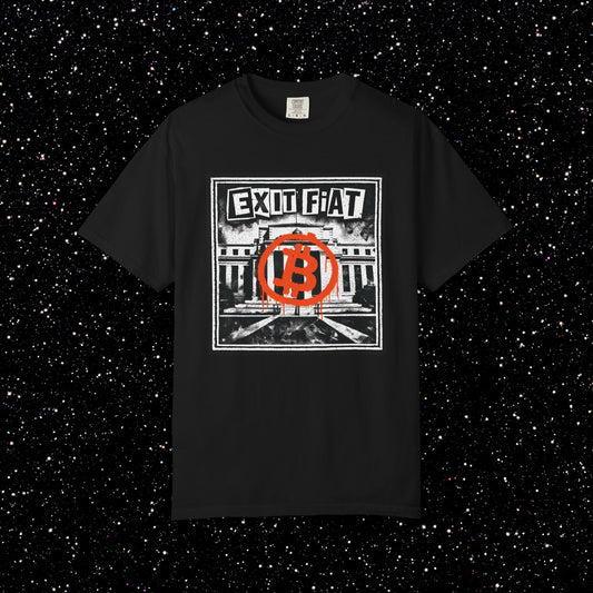 EXIT FIAT Punk Bitcoin T-Shirt | Anti-Central Bank Protest Streetwear