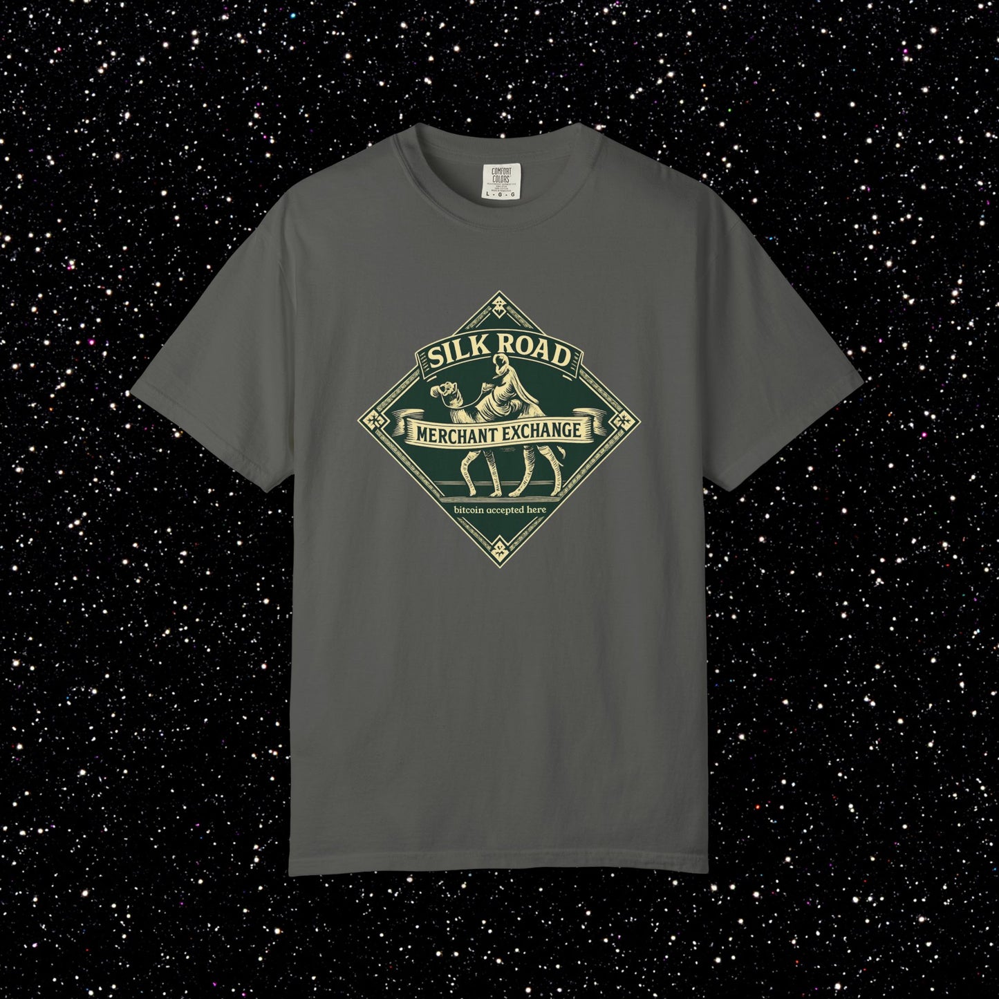 Silk Road Merchant Exchange T-Shirt | Bitcoin Accepted Here | Heritage Trade Design
