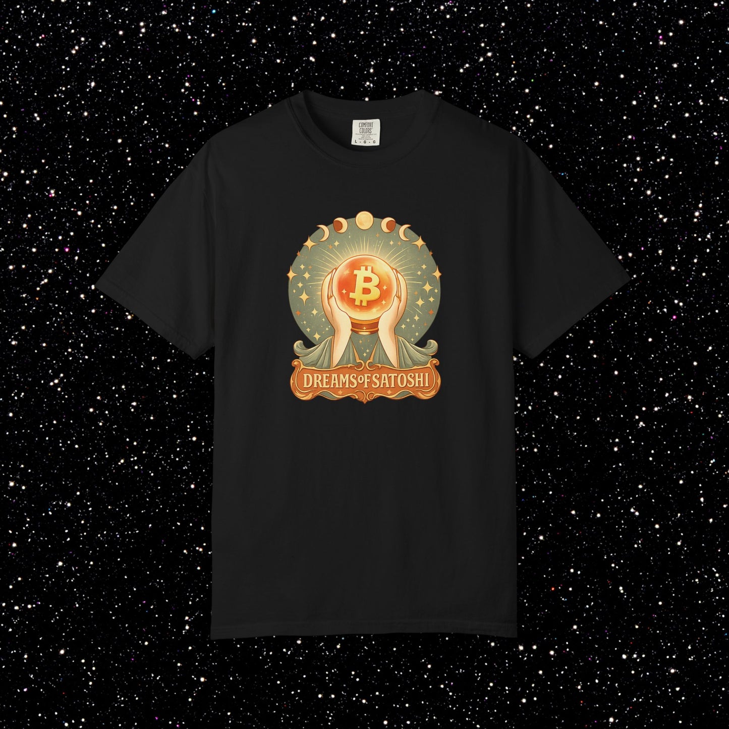Dreams of Satoshi T-Shirt | Mystical Bitcoin Art Nouveau Boho Crypto Tee