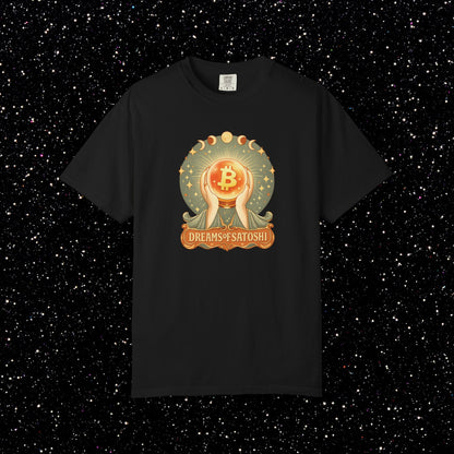 Dreams of Satoshi T-Shirt | Mystical Bitcoin Art Nouveau Boho Crypto Tee