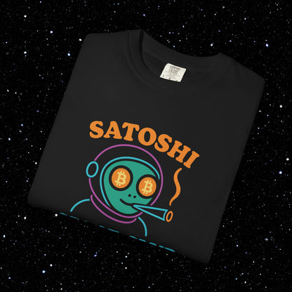 Satoshi Spaced Alien - Neon Text Tee Shirt