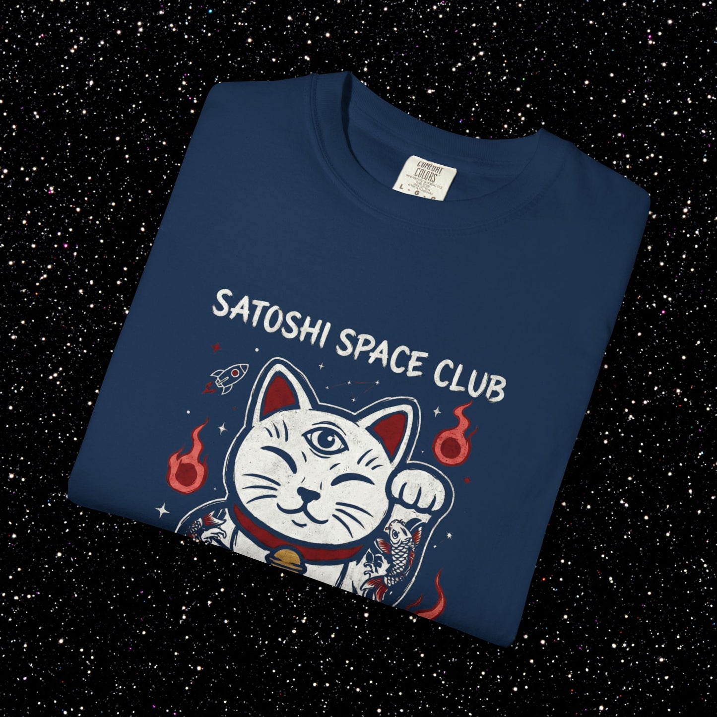Bitcoin Lucky Cat T-Shirt | Satoshi Space Club Maneki Neko Tee