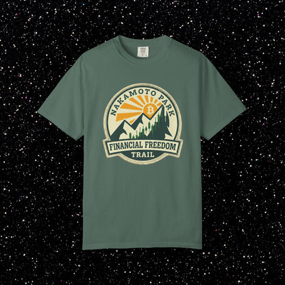 Nakamoto Park Financial Freedom Trail T-Shirt | Bitcoin Outdoor Badge Tee