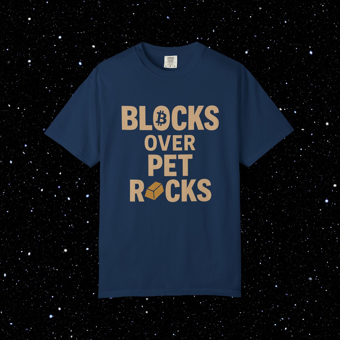 Blocks Over Pet Rocks Bitcoin Tee