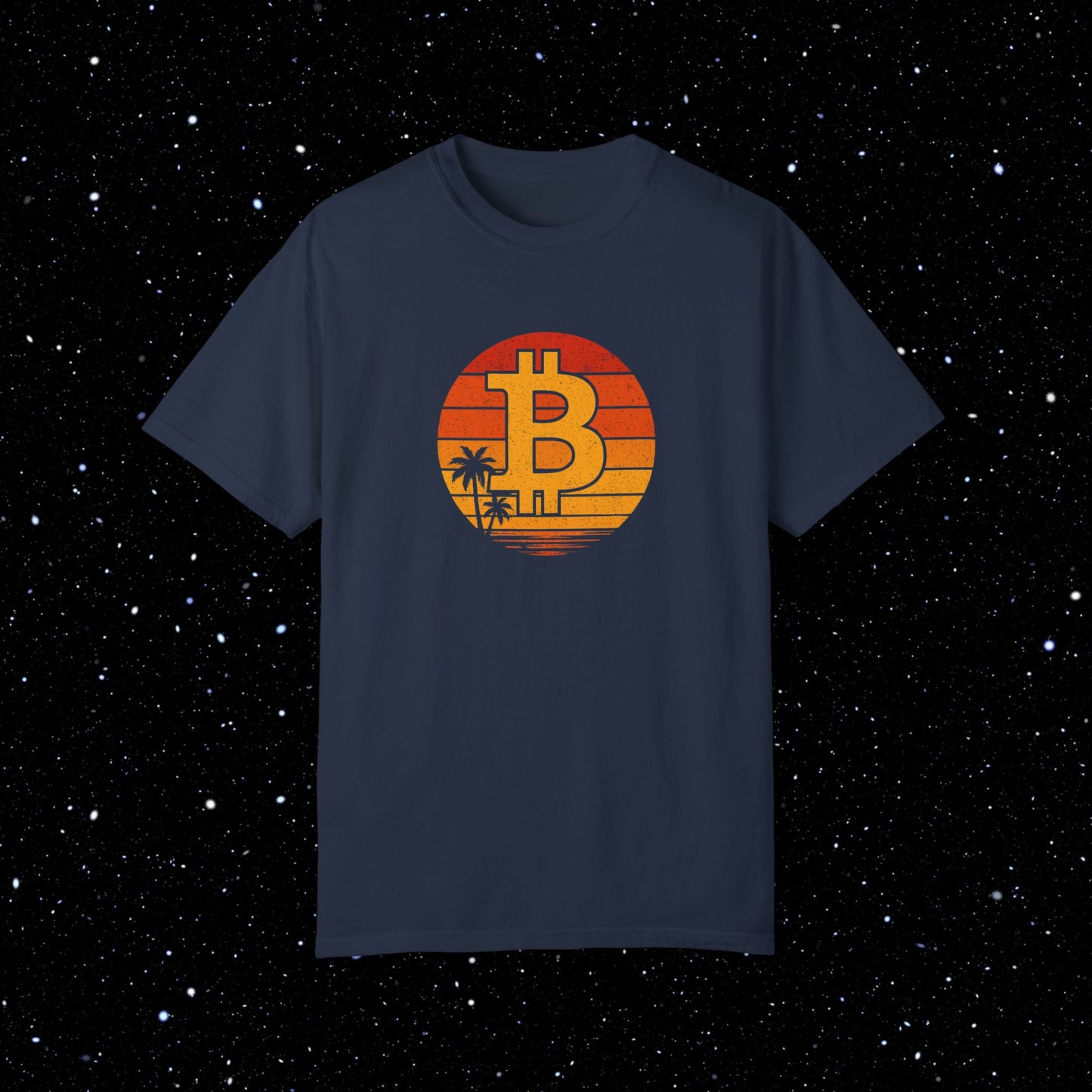 Bitcoin Retro Sunset Comfort Colors Tee Shirt