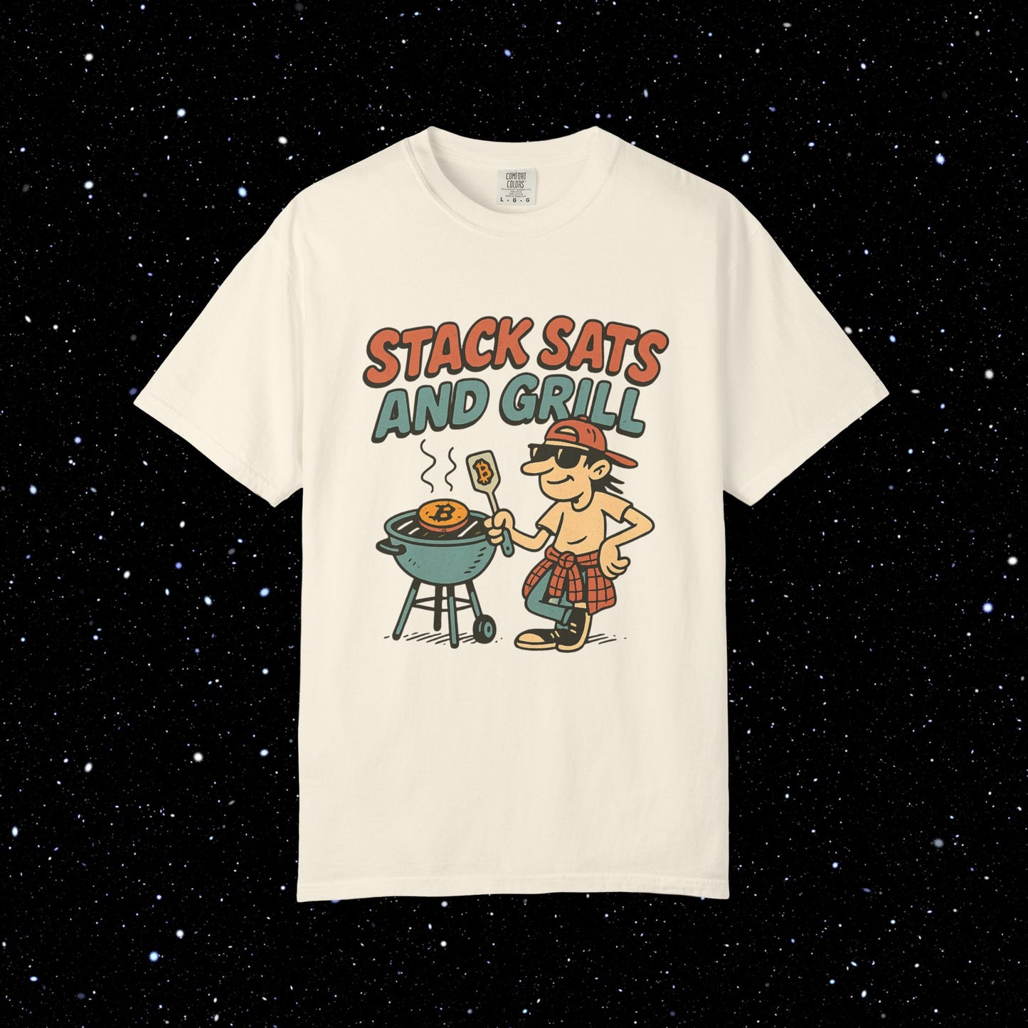 Stack sats and grill bitcoin tee
