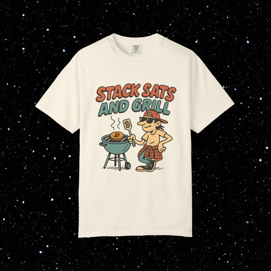 Stack sats and grill bitcoin tee