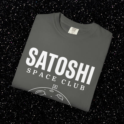 Satoshi Space Club T-Shirt | Bitcoin Moon Flag Minimalist Tee