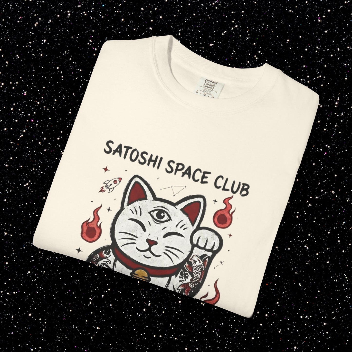 Bitcoin Lucky Cat T-Shirt | Satoshi Space Club Maneki Neko Tee