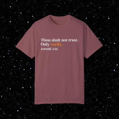 Thou Shalt Not Trust. Only Verify - Bitcoin Tee Shirt