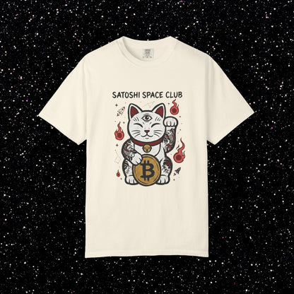 Bitcoin Lucky Cat T-Shirt | Satoshi Space Club Maneki Neko Tee