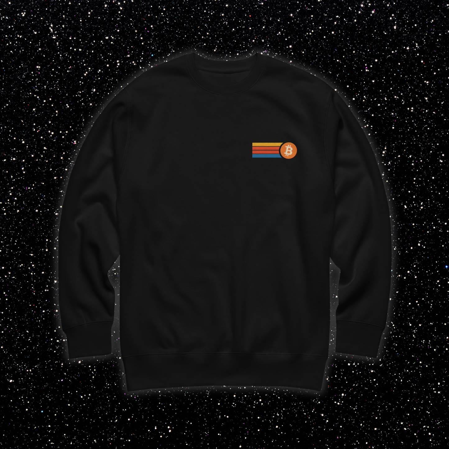 Retro Stripe Bitcoin Premium Embroidered Crew