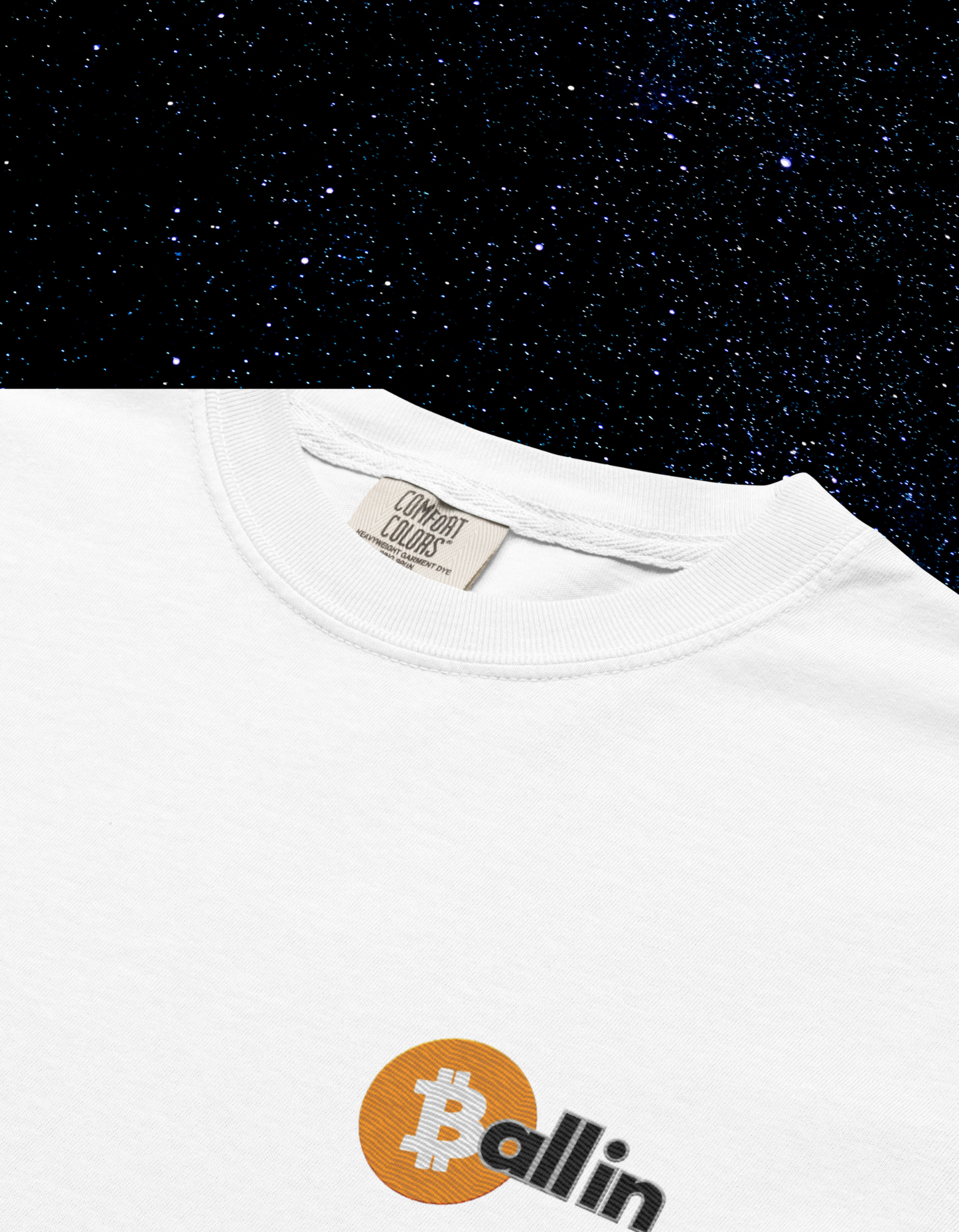 Ballin' Embroidered Bitcoin Comfort Colors Tee