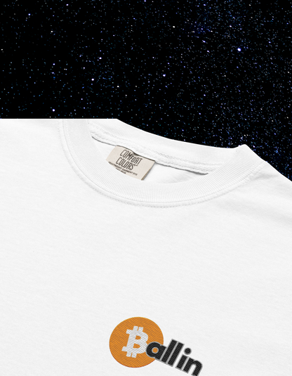 Ballin' Embroidered Bitcoin Comfort Colors Tee
