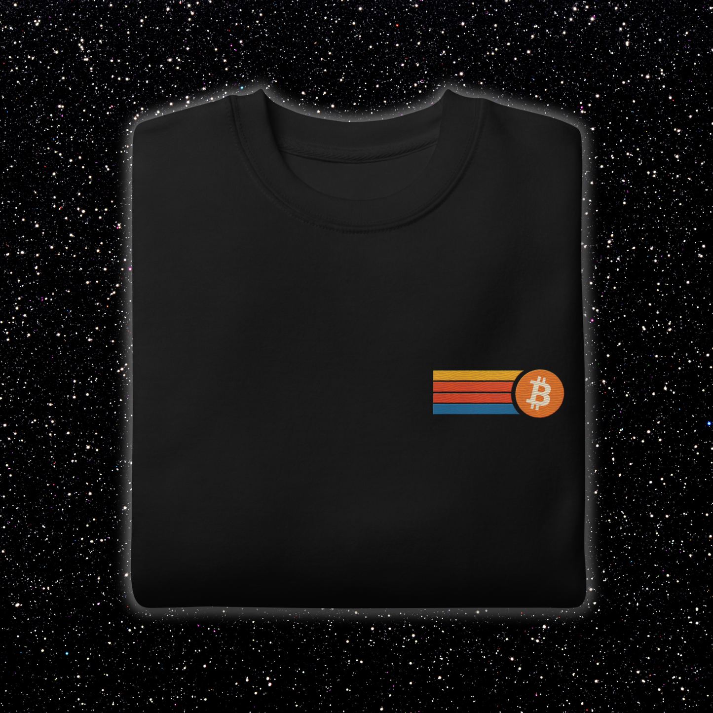 Retro Stripe Bitcoin Premium Embroidered Crew