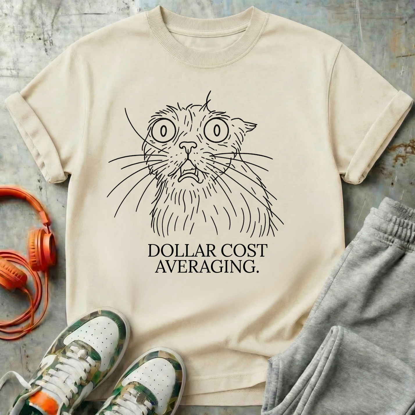 Dollar Cost Averaging Cat T-Shirt