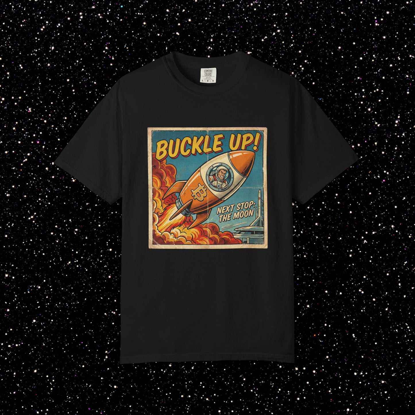 Buckle Up Bitcoin T-Shirt | Next Stop The Moon Retro Tee