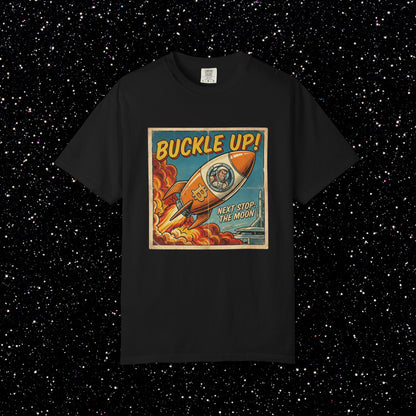 Buckle Up Bitcoin T-Shirt | Next Stop The Moon Retro Tee