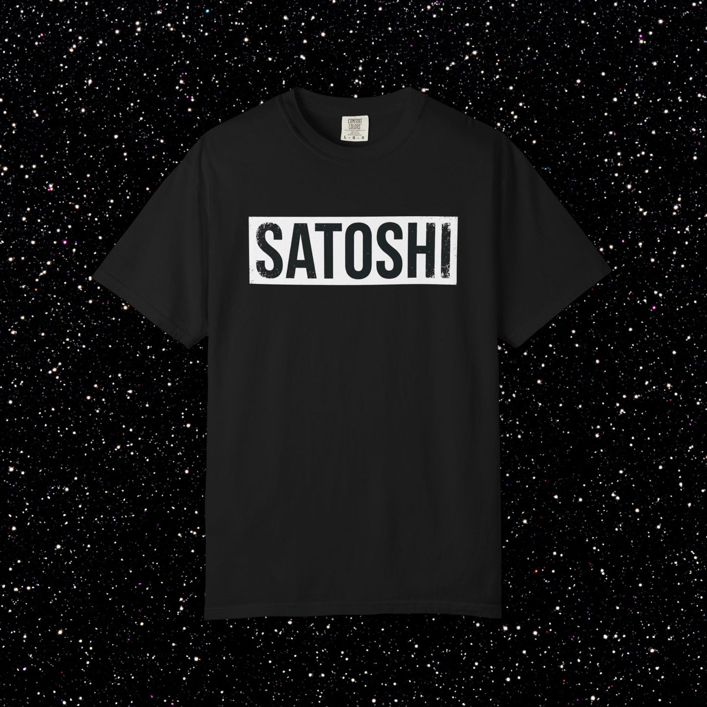 Satoshi Minimalist T-Shirt | Bitcoin Nameplate Black Tee