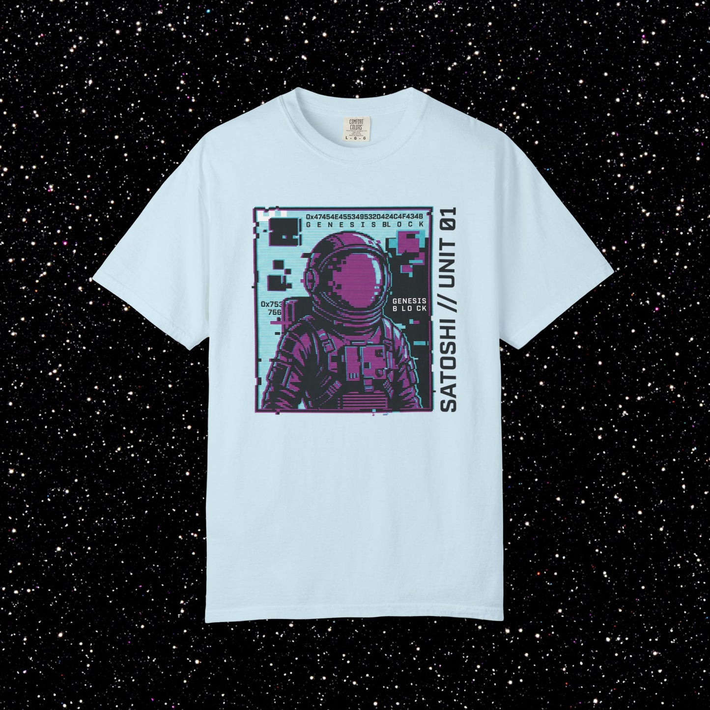 Genesis Block Astronaut T-Shirt | Satoshi Unit 01 Bitcoin Tee